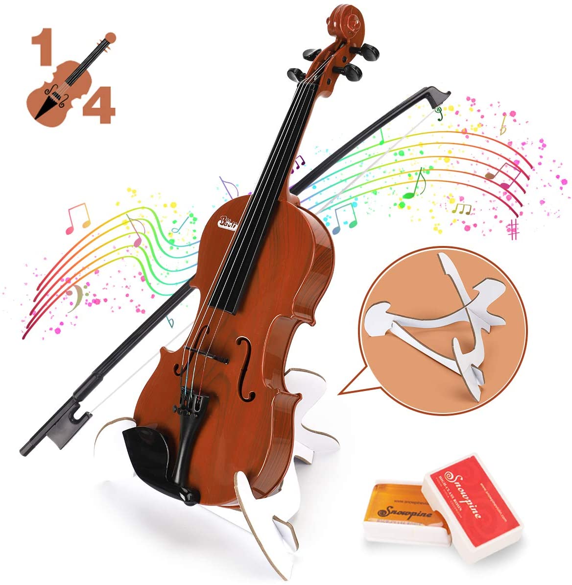 BAOLI Kids Music  Violin Toy with Tuner, Free Rosin, Chin Rest, Strings, Early Educational Musical Instruments for Beginner Above 36 Months , Birthday Gifts for Boys&amp;Girls(1/4 Brown) - Home Decor Gifts and More