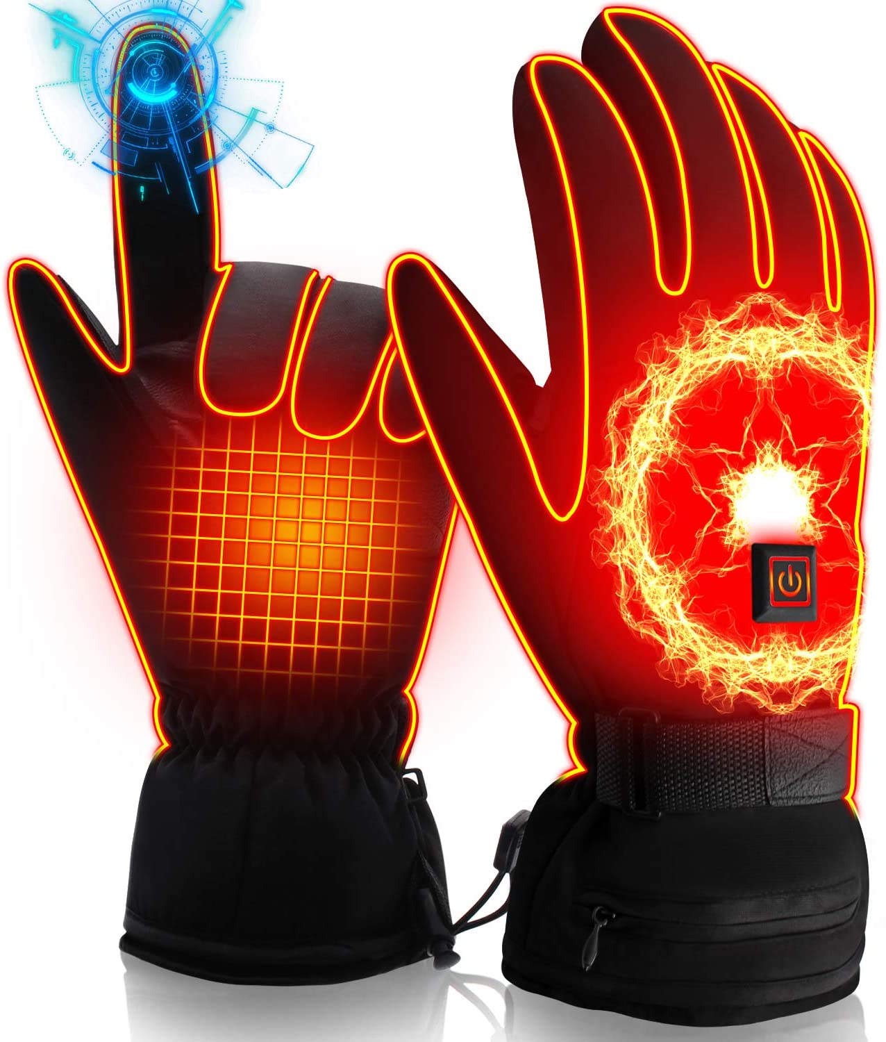 Rabbitroom Women Men Rechargeable Electric Heated Gloves Battery Powered Gloves,Waterproof Touchscreen Thermal Insulate Arthritic Hand Warmer Gloves for Skiing Motorcycling Hiking Climbing Wa - Home Decor Gifts and More