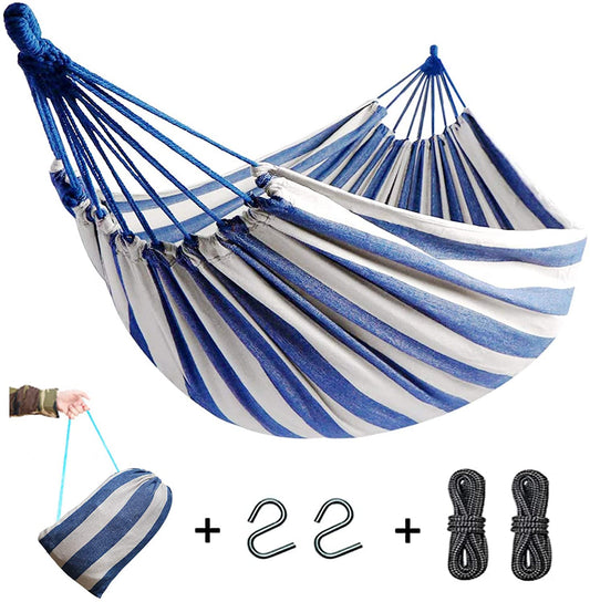 550lb Portable 2-Person Brazilian Style Cotton Canvas Hammock Thickened Durable Fabric | Decor Gifts and More