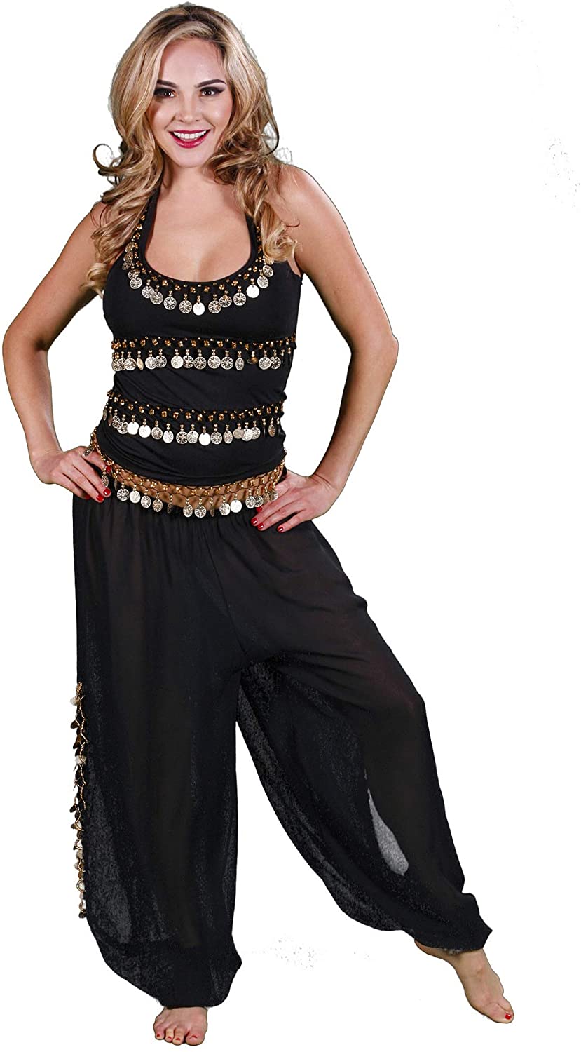MissBellyDance Harem Pants &amp; Halter Top Belly Dancer Costume Set | Sadiqa II - CS12 | Decor Gifts and More