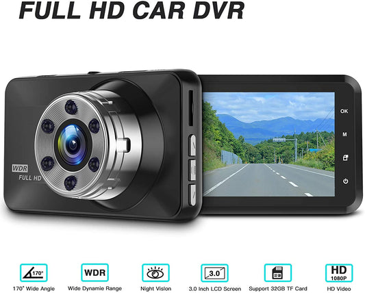 Dash Cam, NIUTA 1080P FHD DVR Car Driving Recorder 3 Inch LCD Screen 170° Wide Angle, G-Sensor, WDR, Parking Monitor, Loop Recording, Motion Detection | Decor Gifts and More