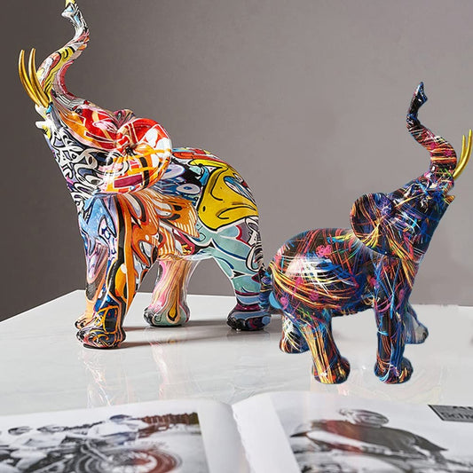 5cm elephant graffiti art sculpture desktop statue