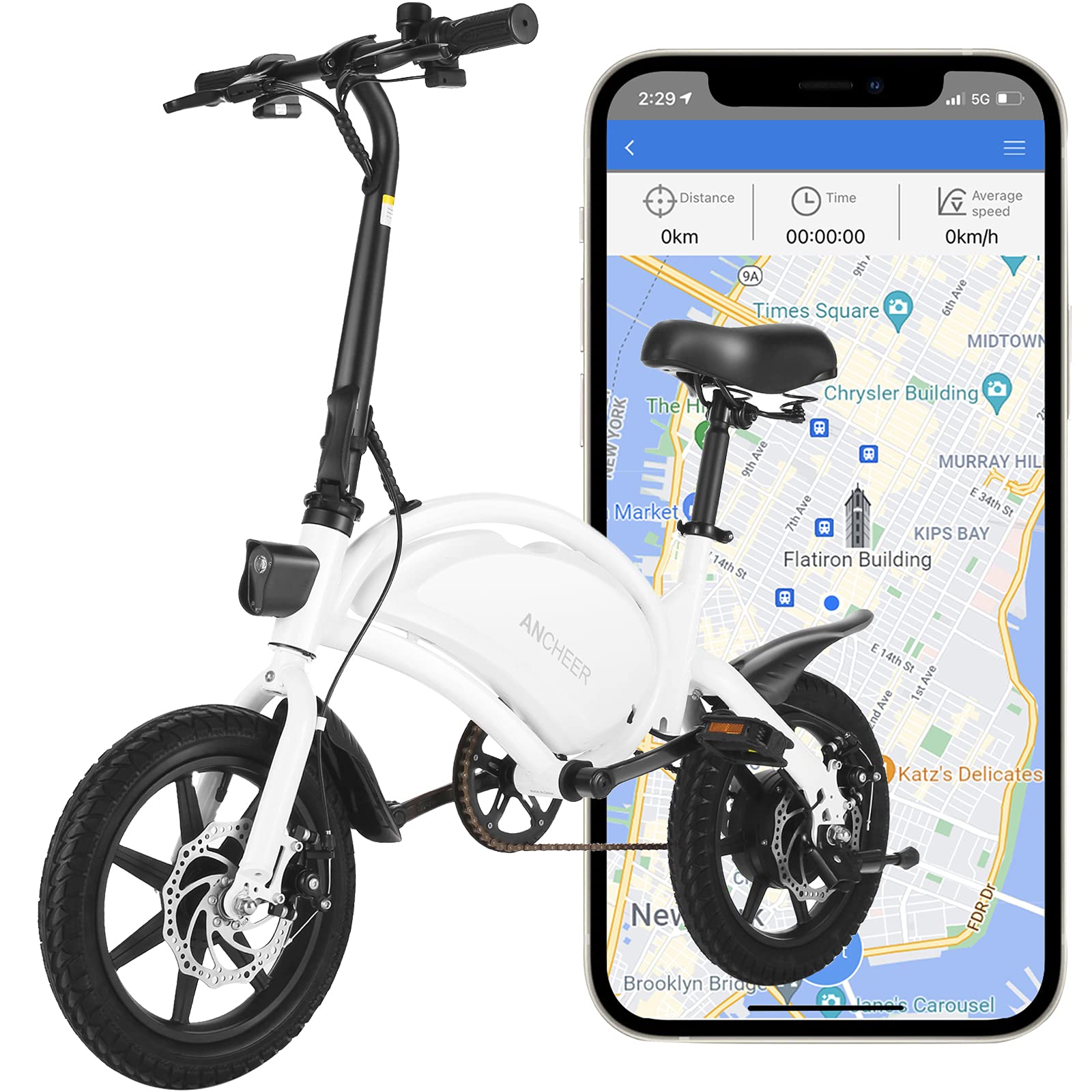 500W Electric Bike Electric Commuter Bike, APP Control Folding Ebike 14'' Electric Bicycle, 20MPH Adults/Teens City Ebike and 48V 7.5Ah Battery | Decor Gifts and More
