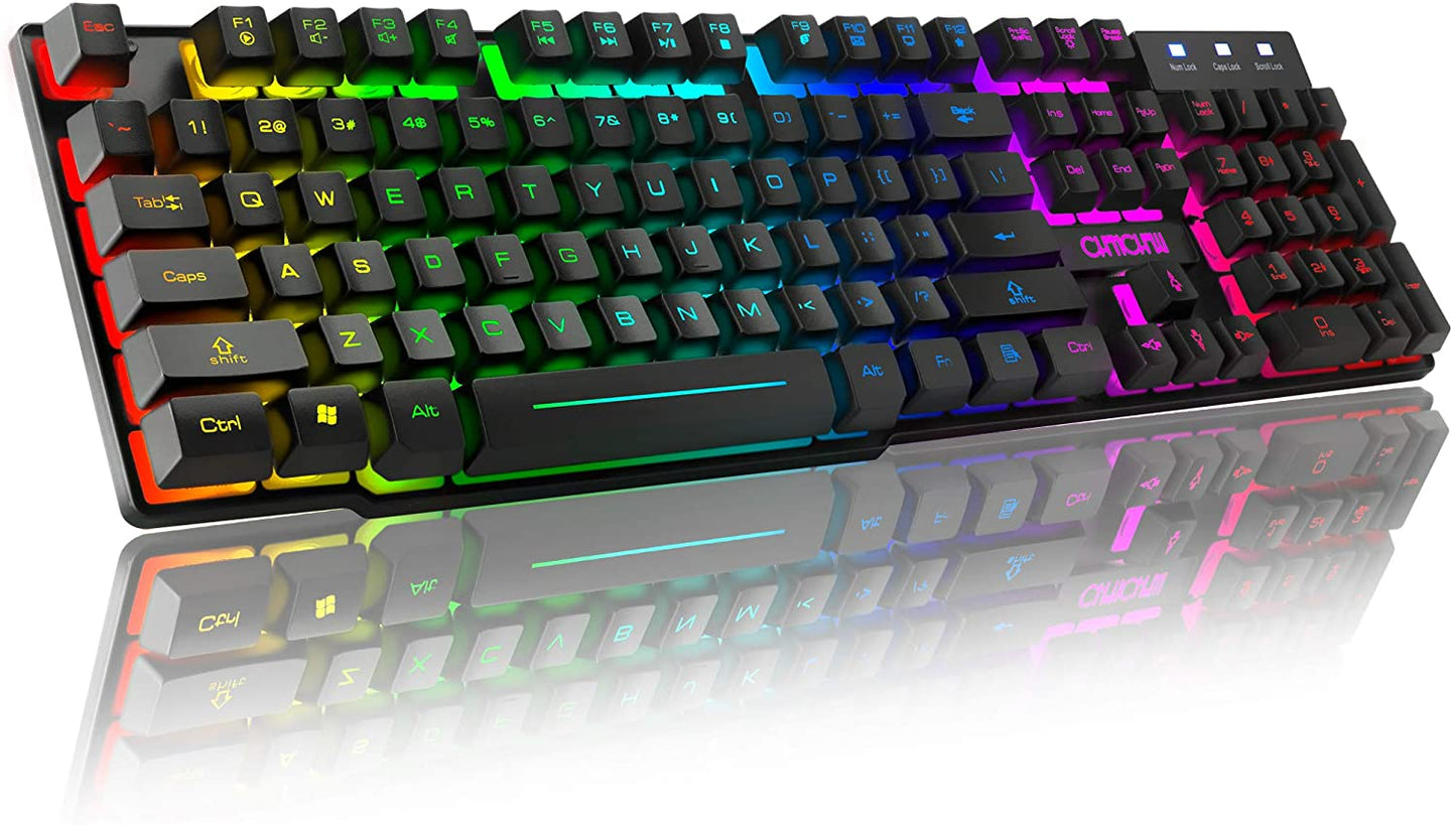 RGB Gaming Keyboard USB Wired CHONCHOW F981 Mechanical Feeling Keyboard LED Backlit Water Resistant Compatible with Desktop pc Computer - Home Decor Gifts and More
