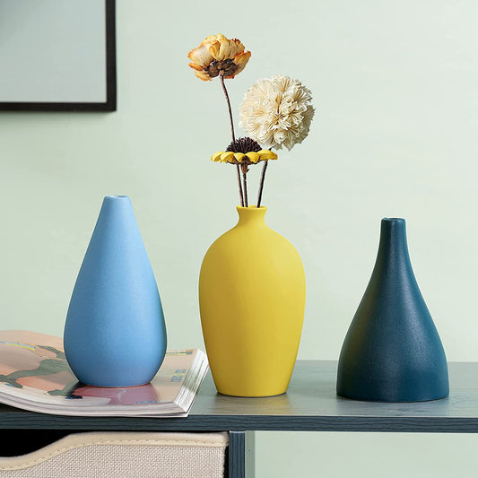 New Innovated Hand-plated Shape Designer Ceramic Bottle  Vase Set - Home Decor Gifts and More
