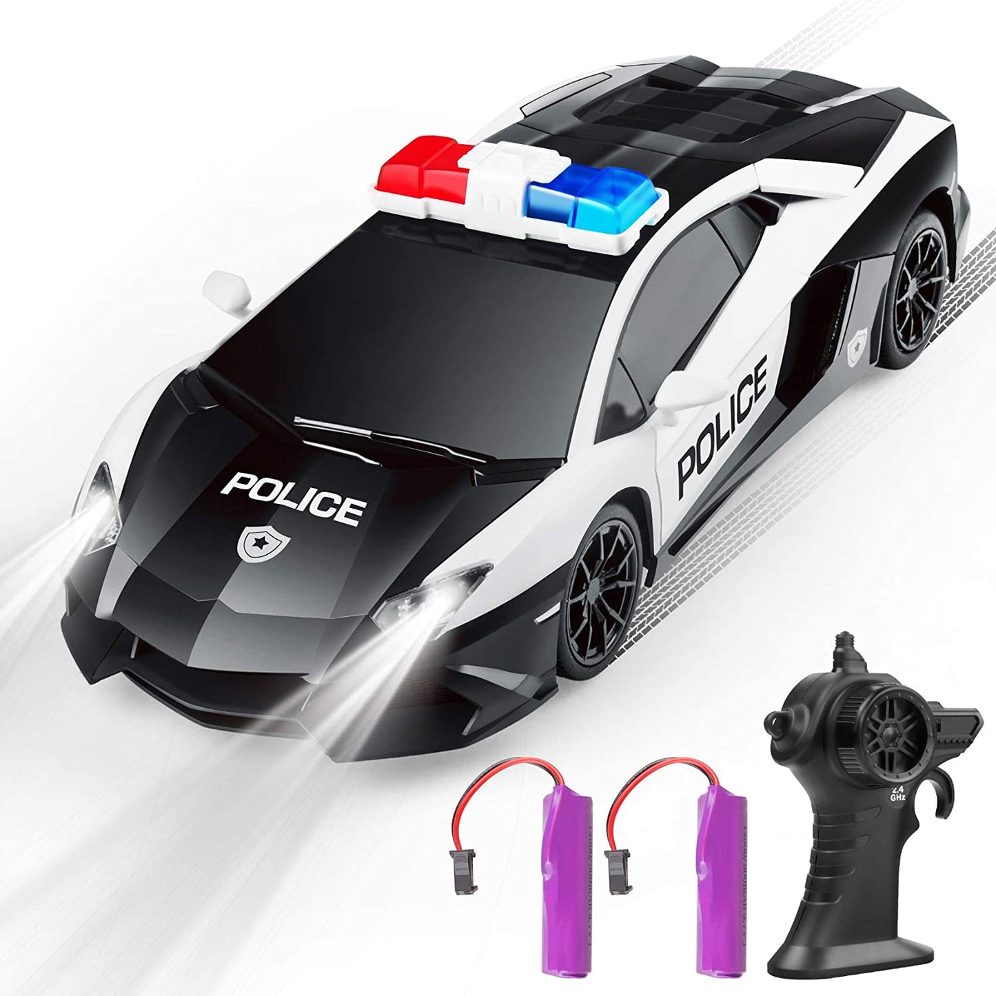 Remote Control Car, RC Police Car with High Speed 2.4Ghz Rechargeable Batteries, Durable Remote Vehicle Toy with Lights, Gift for Boys and Girls | Decor Gifts and More