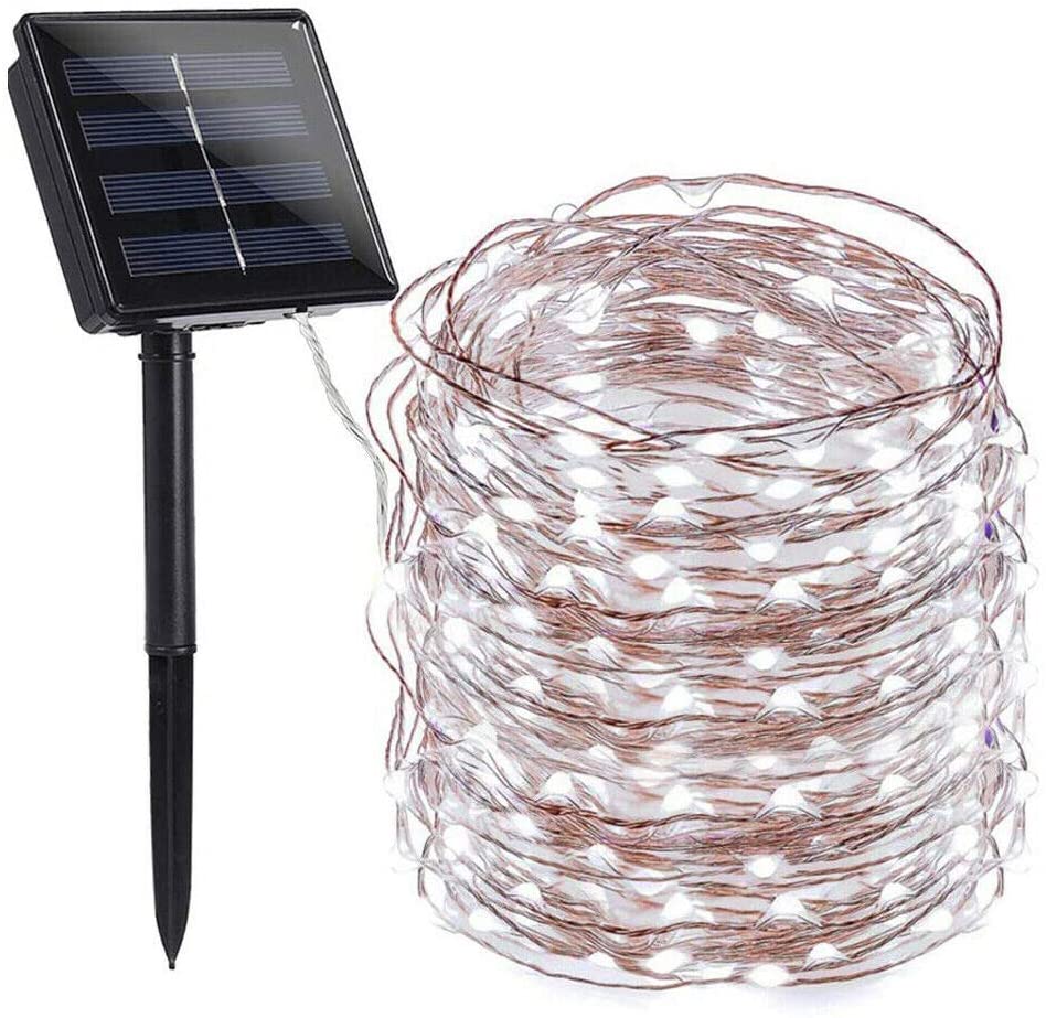 Solar String Lights, 66ft 8 Modes Copper Wire Lights, 200 LED Solar Fairy Lights, Indoor Outdoor Waterproof Decoration Lights for Garden, Patio, Lawn, Yard, Home, Party, Wedding, Christmas (White) | Decor Gifts and More