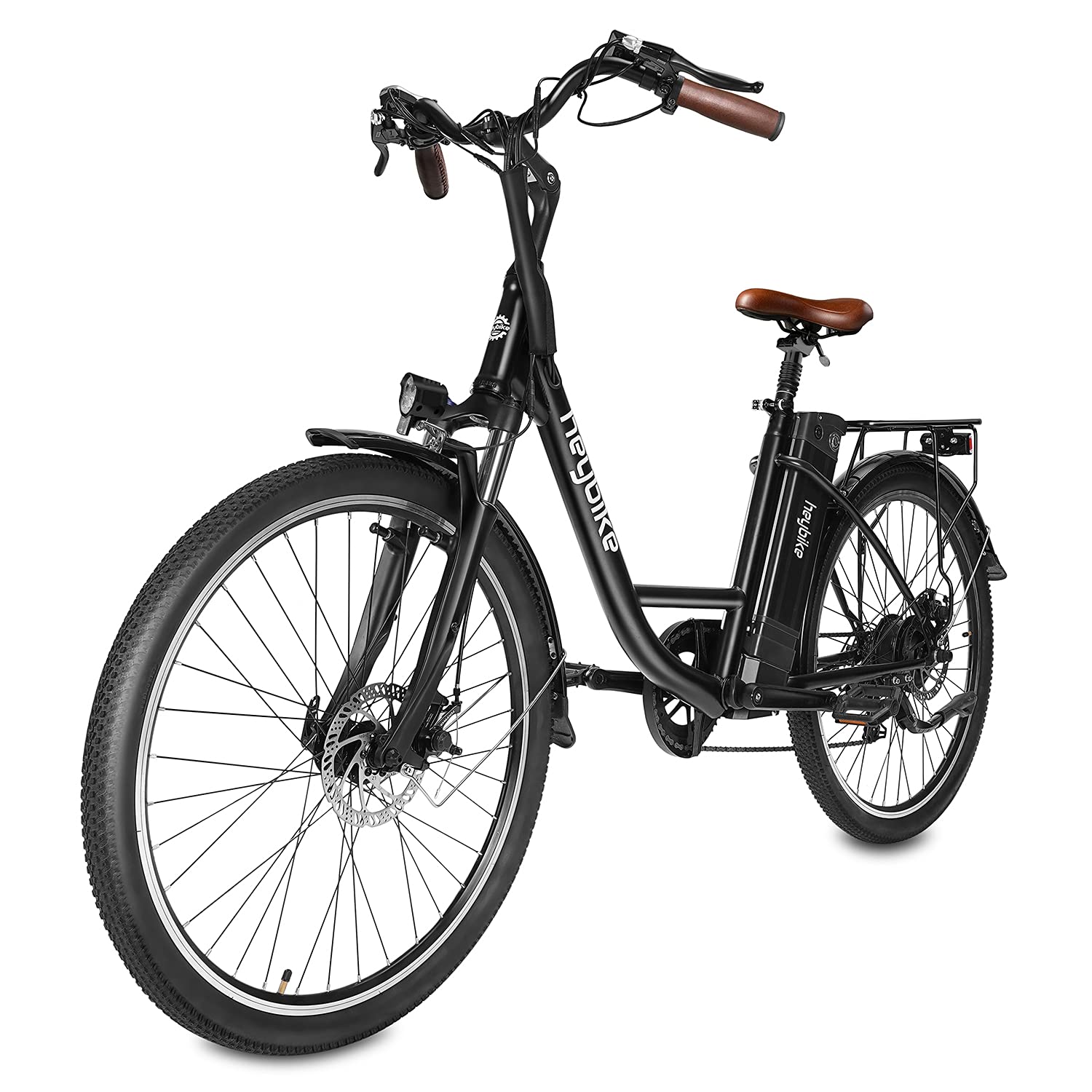 Heybike Cityscape Electric Bike 350W Electric City Cruiser Bicycle-Up to 40 Miles- Removable Battery, Shimano 7-Speed and Dual Shock Absorber, 26" Electric Commuter Bike for Adults (Black) | Decor Gifts and More