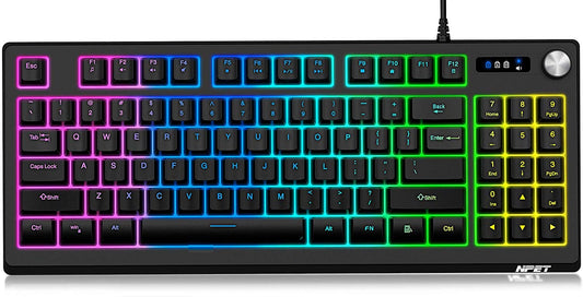 Key RGB Backlit Computer Keyboard with Dedicated Volume Knob and Numeric Key Pad - Home Decor Gifts and More