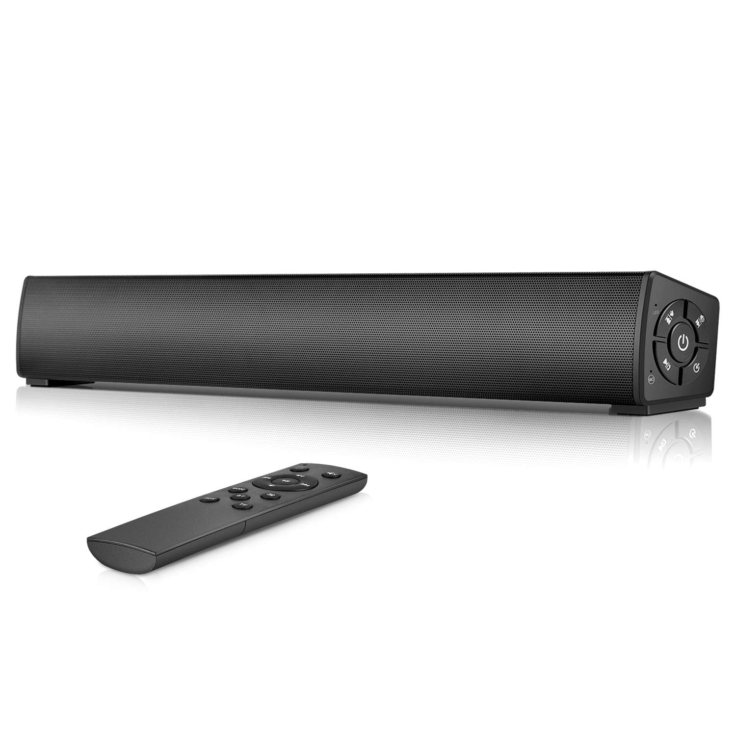 Sound bar Bluetooth Wireless, Home Theater PC Speaker Bar with Remote Control,TF Card- Surround Soundbar for PC/Phones/Tablets, 2 X 10W Compact Sound Bar 2.0 Channel - Home Decor Gifts and More