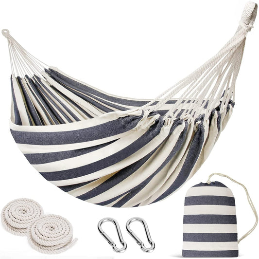 Double Portable Hammock -Soft Woven Cotton Fabric Hammock with Portable Carrying Bag - Home Decor Gifts and More