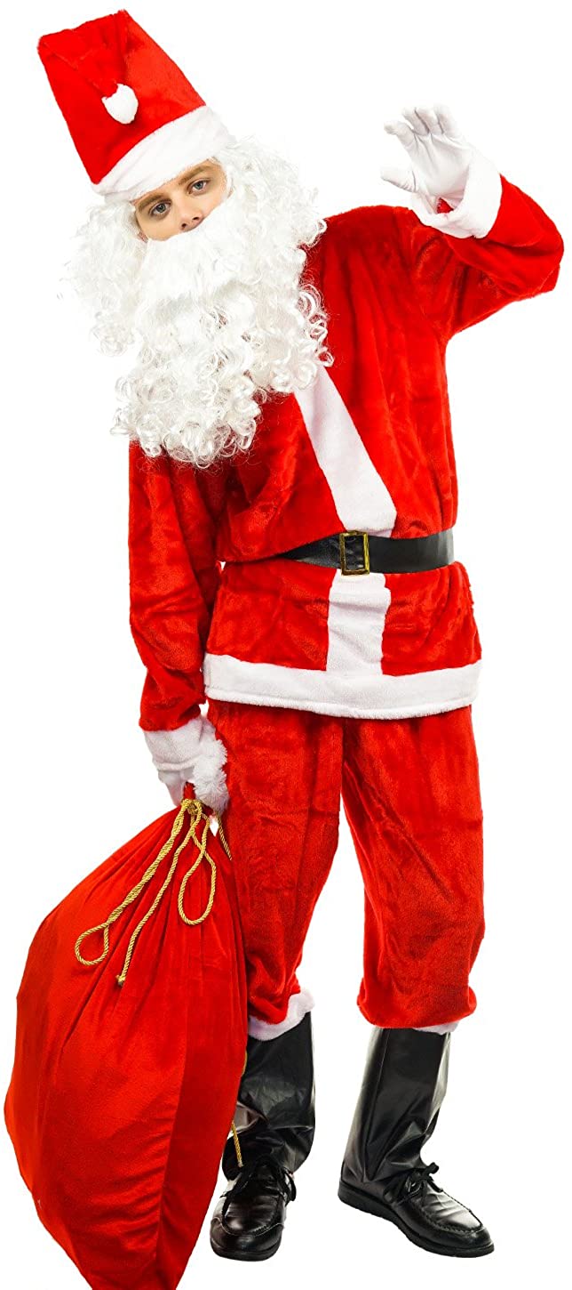 Men's Santa Suit Christmas Adult Santa Claus Costume | Decor Gifts and More