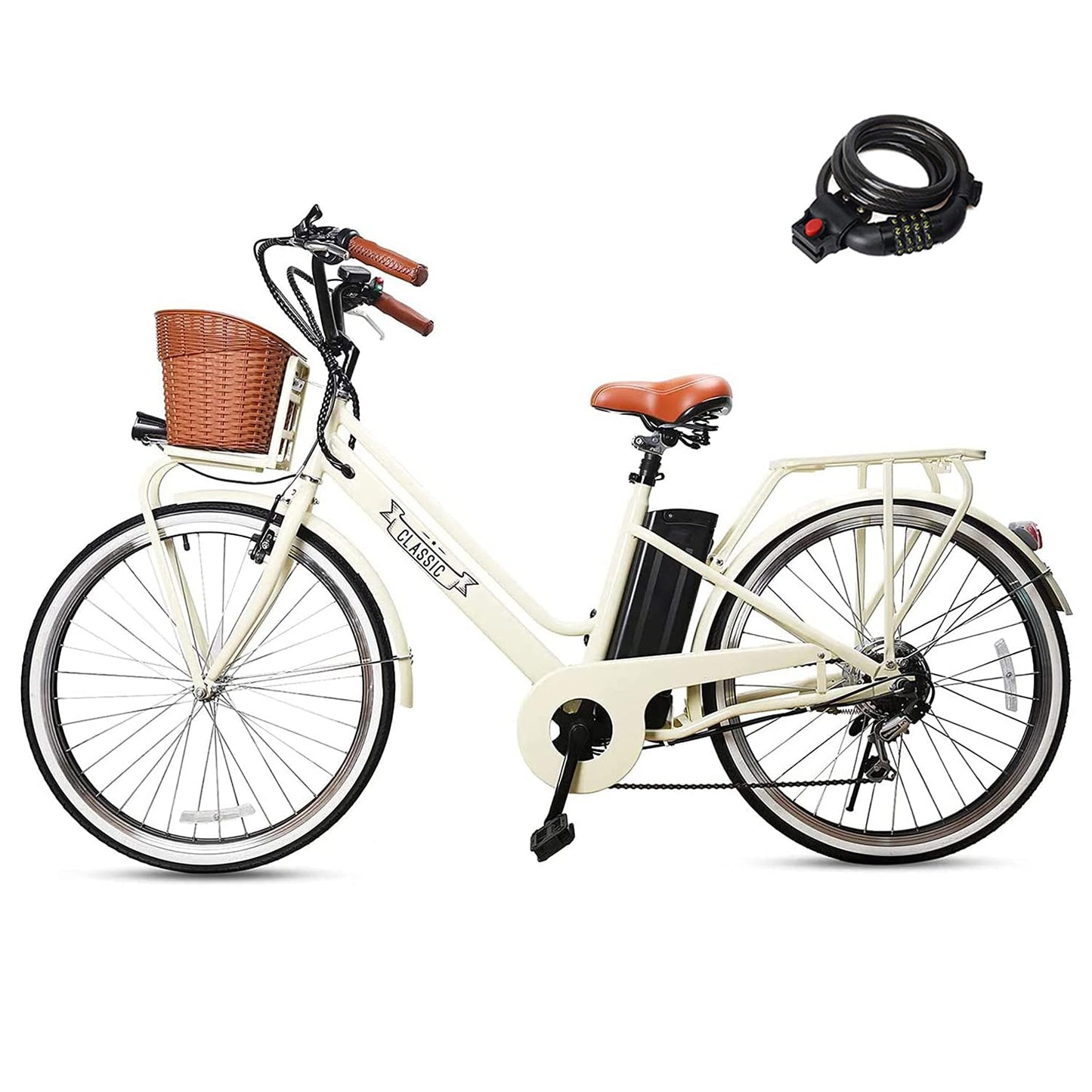 NAKTO 250W Electric Bike 26" Electric Bicycle 6 Speed Electric Bikes for Adults City Ebike for Women with Basket High Speed Electric Bikes with 36V 12AH Removable Battery | Decor Gifts and More
