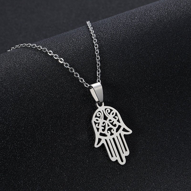 Fashion Creative Stainless Steel Hamsa Palm Pendant Necklace | Decor Gifts and More