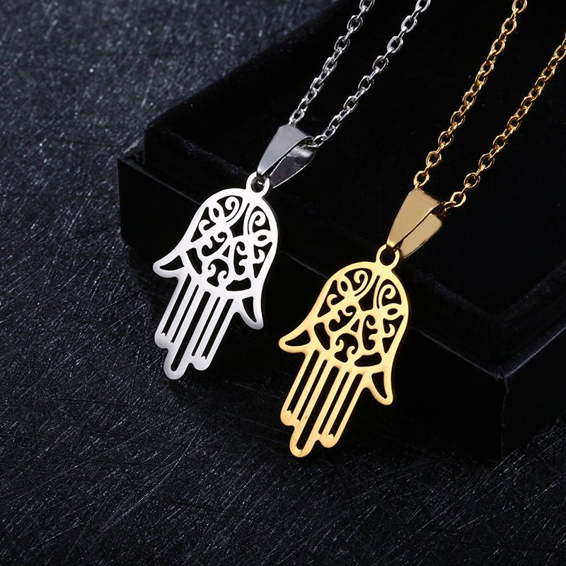 Fashion Creative Stainless Steel Hamsa Palm Pendant Necklace | Decor Gifts and More