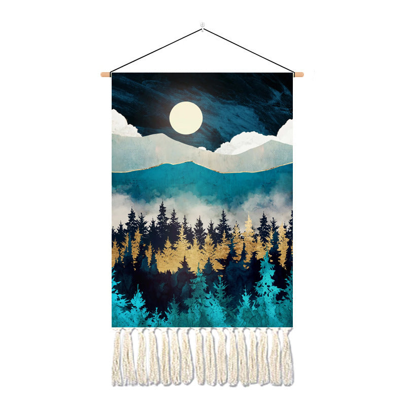 Home Decoration Tassel Hanging Painting Landscape Art Tapestry