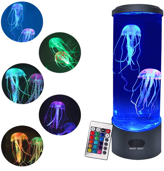 Color Changing Aquarium Tank Simulation Relaxing Mood Jellyfish LED Night Light Lamp in Bedroom for Boys Girls Birthday Gifts - Home Decor Gifts and More