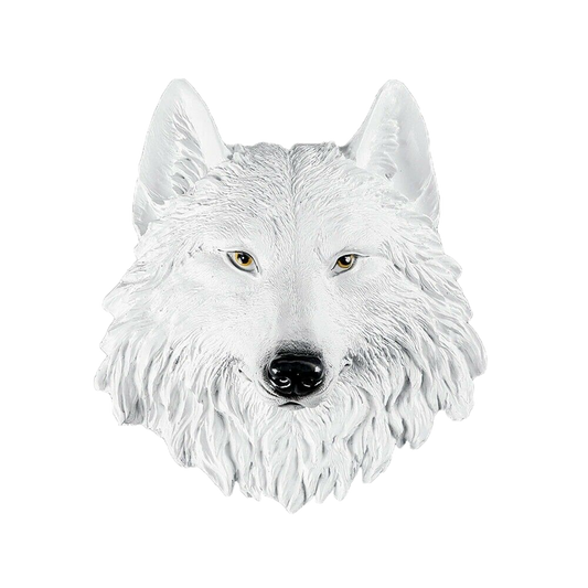 3D Carved White Wolf Head Wall Statue Sculpture | Decor Gifts and More