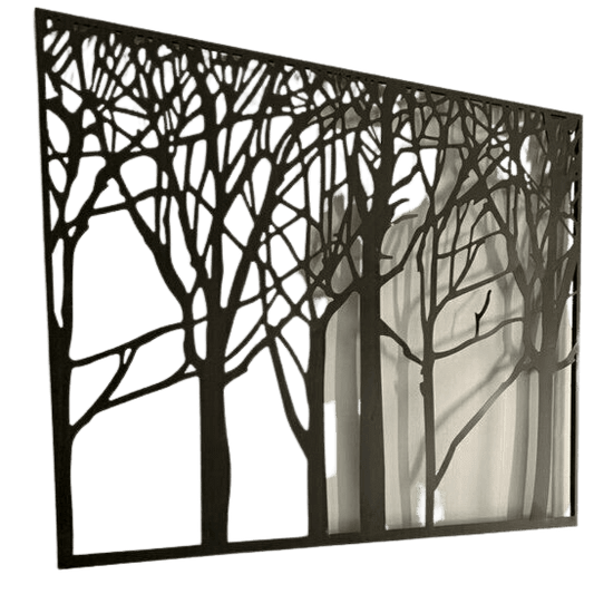 3D Black Metal Trees Forest Landscape Sculpture Cabin Decor | Decor Gifts and More