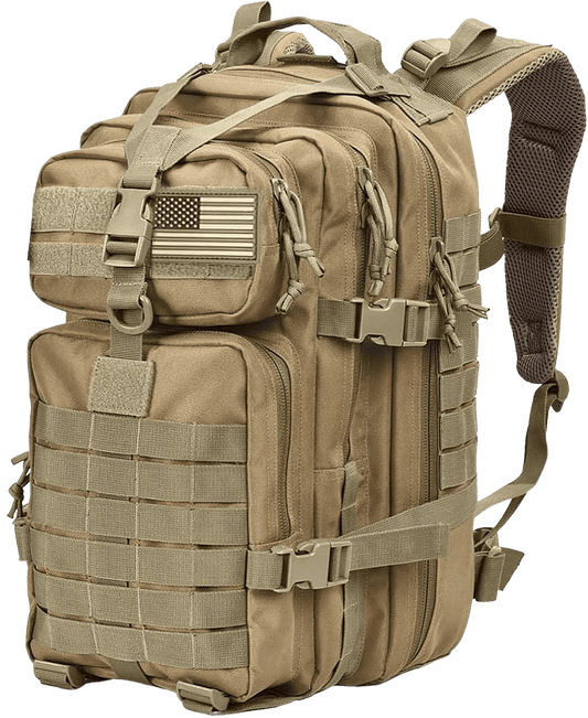 Tru Salute Military Tactical Backpack Large Army 3 Day Assault Pack Molle Bugout Bag Rucksack (Tan) - Home Decor Gifts and More