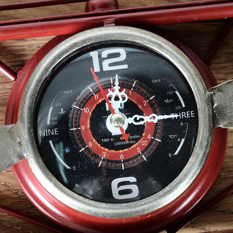 Vintage Wrought Iron Airplane Wall Decor Clock