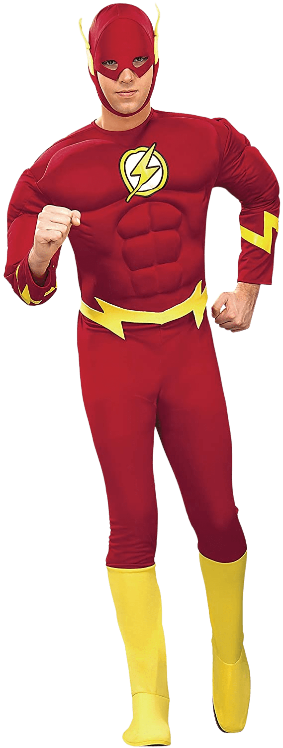 Men's Dc Heroes and Villains Collection Deluxe Muscle Chest Flash Costume | Decor Gifts and More