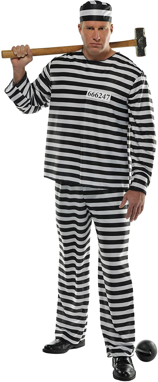 Men Jail Prisoner Costume Set - Standard Size | Decor Gifts and More