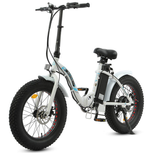 ECOTRIC Powerful 500W Folding Electric Bicycle 20” Fat Tire Alloy Frame 36V/12.5AH Lithium Battery Ebike Rear Motor LED Display (White) | Decor Gifts and More