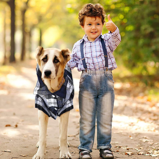 3 Piece British Style Cutoff Dog Apparel Plaid Shirt | Decor Gifts and More