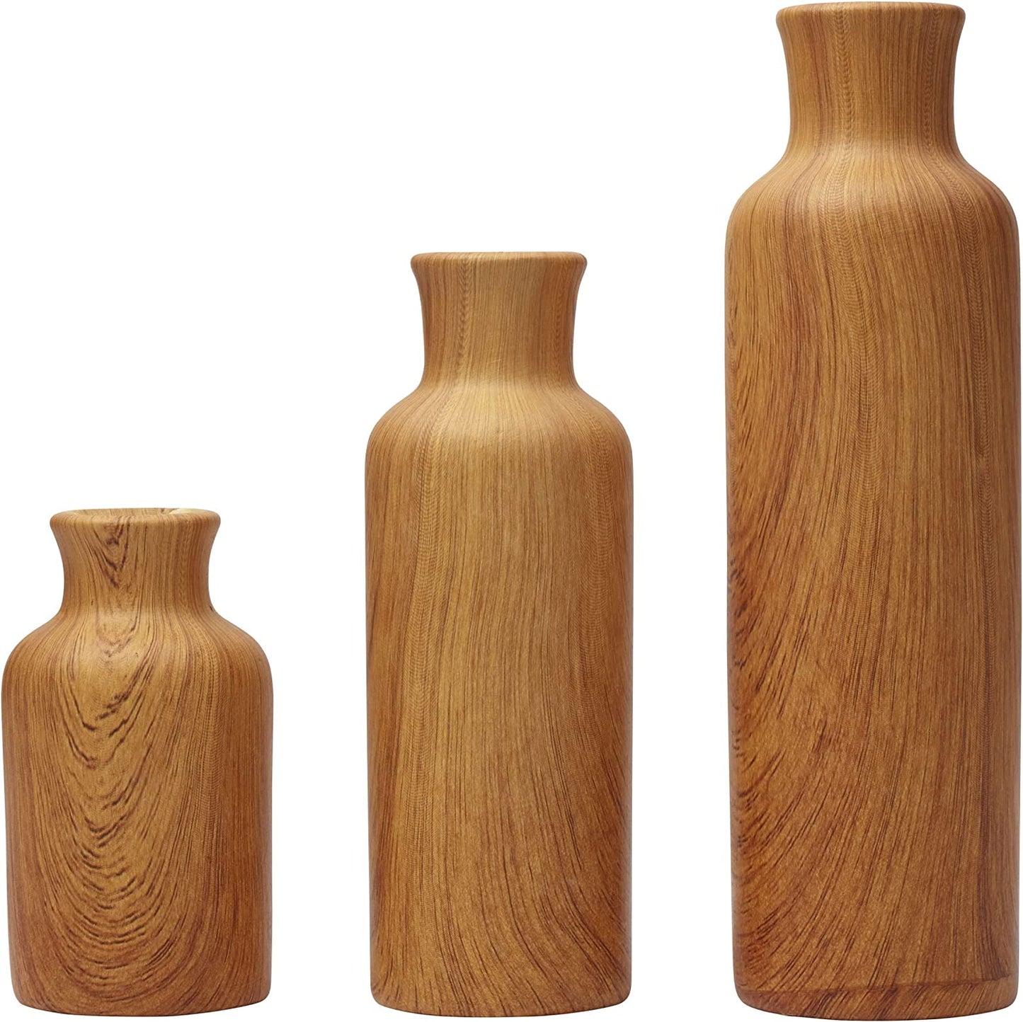 Ceramic Milk Jug Shoulder Vases, Set of 3, Natural WoodJ - Home Decor Gifts and More