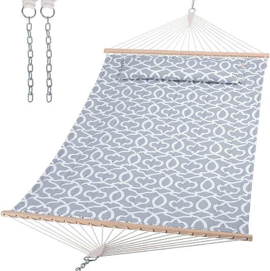 Heavy Duty Quilted Patterned 2 Person Hammock  + Pillow - Home Decor Gifts and More