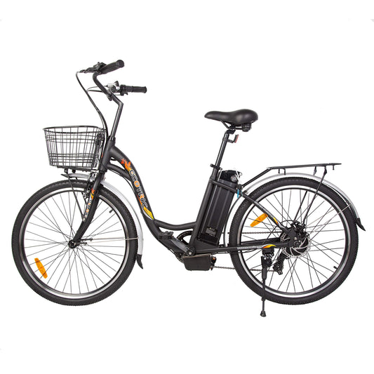 ECOTRIC 26" Electric Bicycle 350W Motor 36V/10AH Powerful Moped Throttle & Pedal Assist City Tire Bike W/Basket - You Will Receive (2) Packages (Black) | Decor Gifts and More