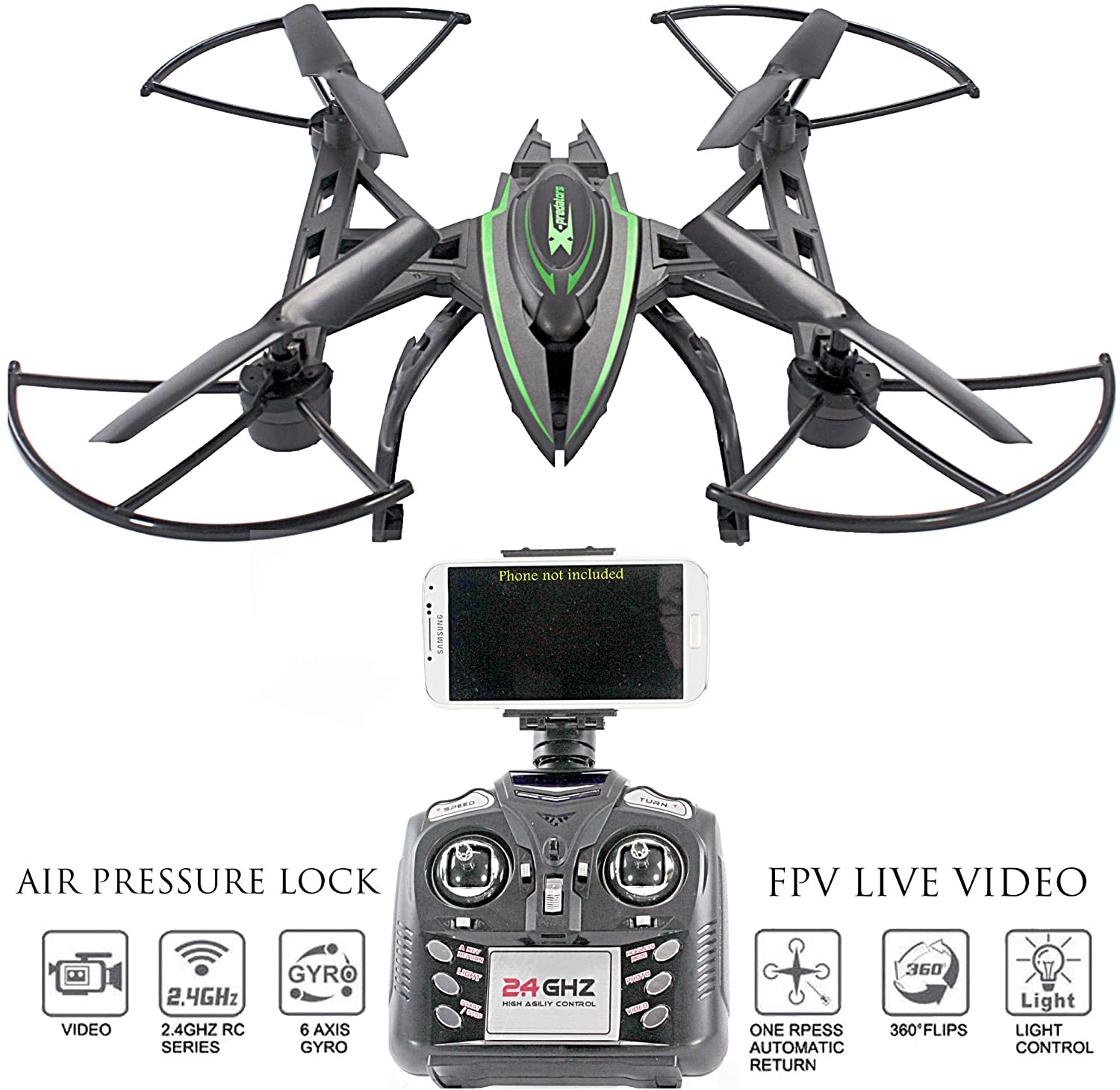 Drone with Camera Quadcopter RC Drones Helicopter - Beautiful HD Cam, Air Pressure Sensor Altitude Lock, Easy Control Headless Mode, Return Home Key, 6 Axis Gyroscope | Decor Gifts and More