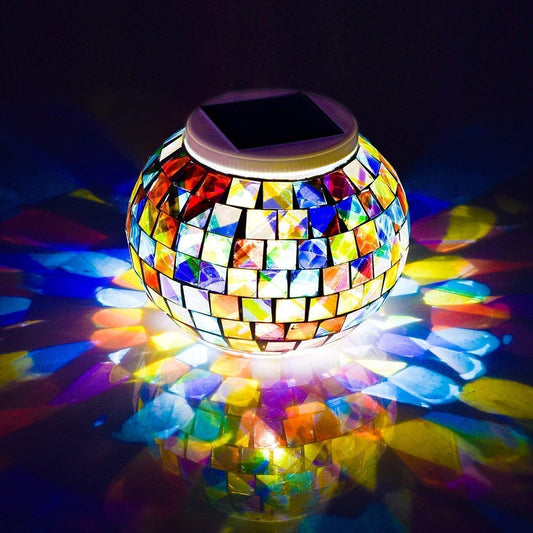 Color Changing Solar Powered Glass Mosaic Ball Garden Lights, Rechargeable Solar Table Lights, Outdoor Waterproof Solar Night Lights Table Lamps for Decorations, Ideal Gifts | Decor Gifts and More