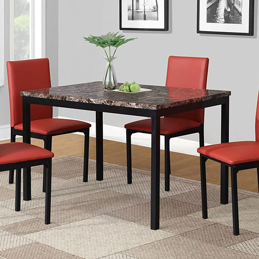 5 Piece Citico Dinette Set with Laminated Faux Marble Top - Black | Decor Gifts and More