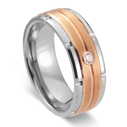 New Tungsten Couple Jewelry Gold-plated Tungsten Steel Diamond Ring | Decor Gifts and More