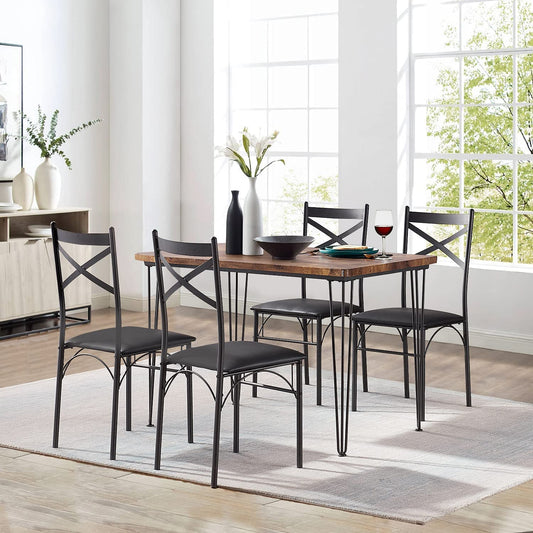New Modern Rustic Dining Room Table Set with 4 Chairs - Home Decor Gifts and More