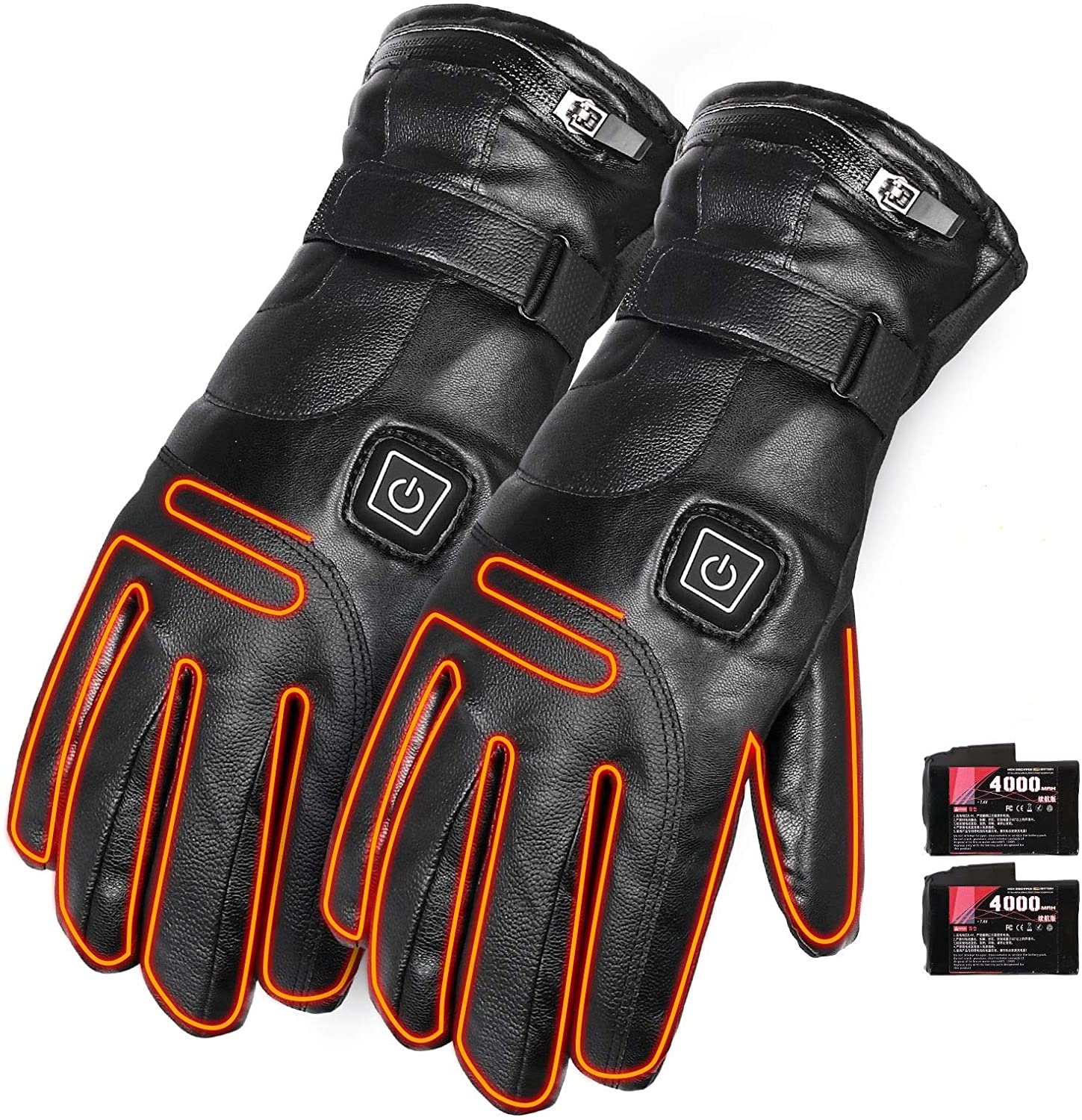 7.4V 4000mAh Heated Gloves for Motorcycle Rechargeable Electric Leather Gloves Battery Heating Thermal Gloves Anti Slip Touch Screen Temperature Control | Decor Gifts and More