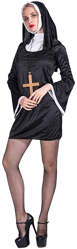 Women's Nun Costume Fancy Dress Cosplay Halloween Party Outfit for Adult | Decor Gifts and More