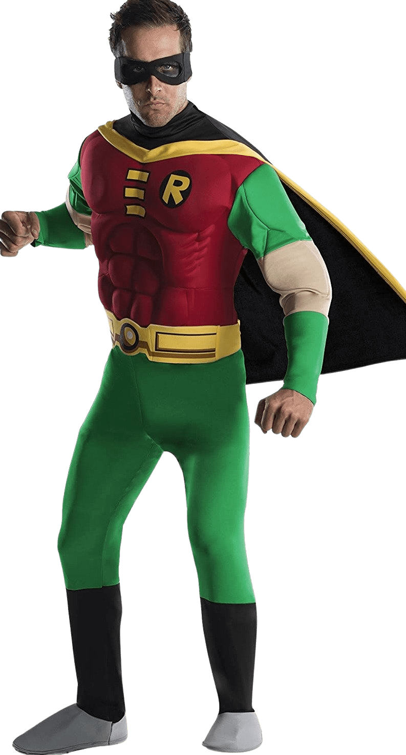 DC Comics Deluxe Muscle Chest Robin Large Adult Costume | Decor Gifts and More