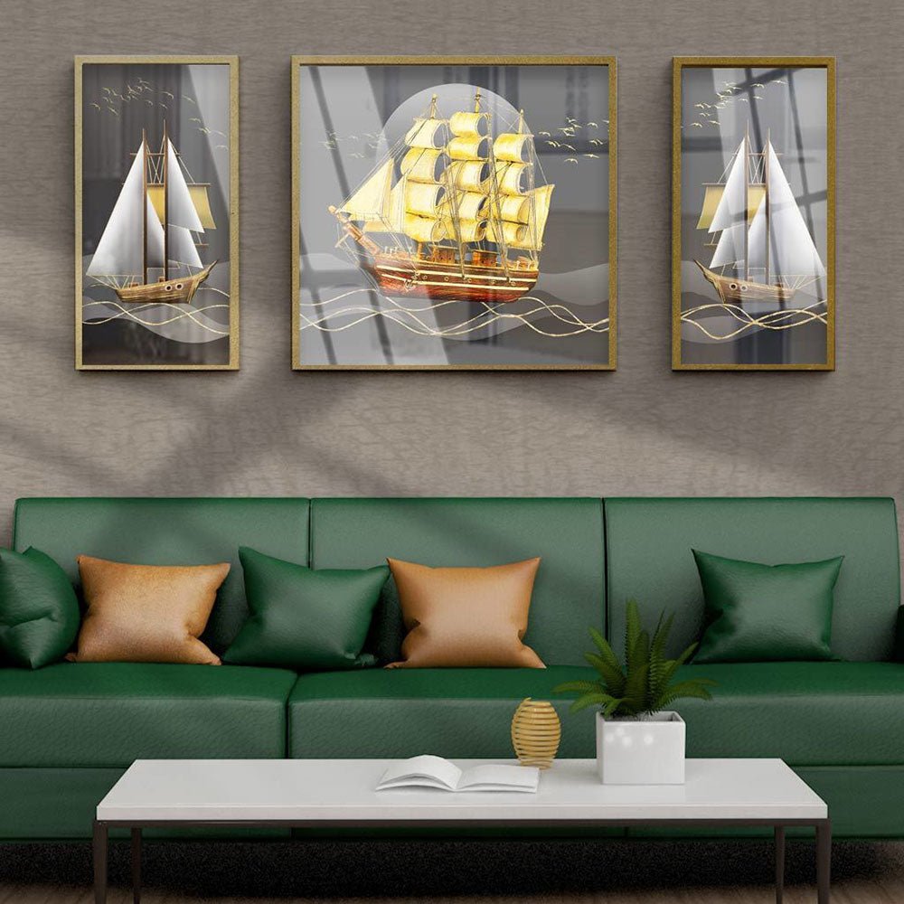 Set Of Luxury Abstract Golden Canvas Wall Art | Decor Gifts and More