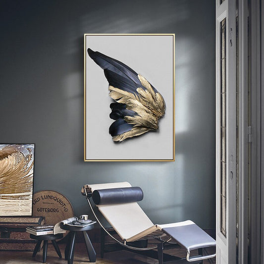 Decorative Gold Feather Abstract Canvas Painting Mural | Decor Gifts and More
