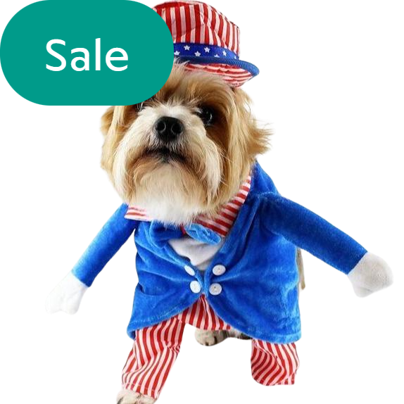 Uncle Sam with Hat Patriot Costume for Dogs - Home Decor Gifts and More