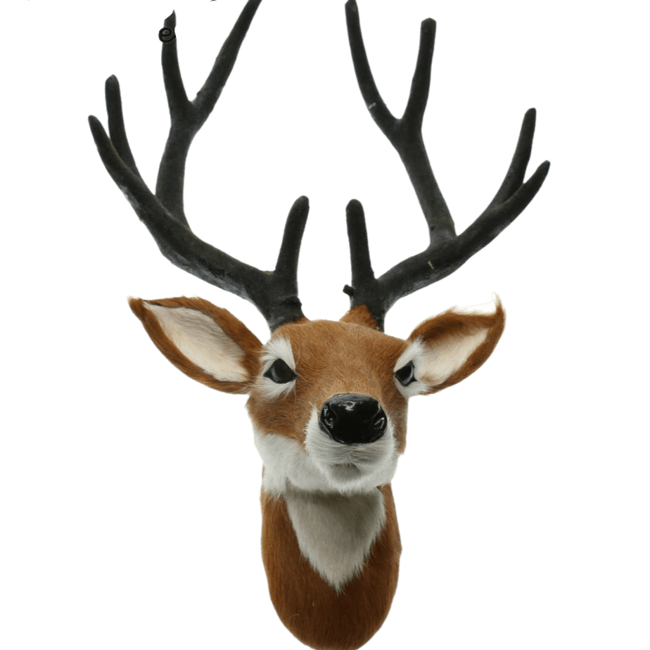 Golden Dear Realistic Feathered  Deer Head Bust Wall Statue Sculpture - Home Decor Gifts and More