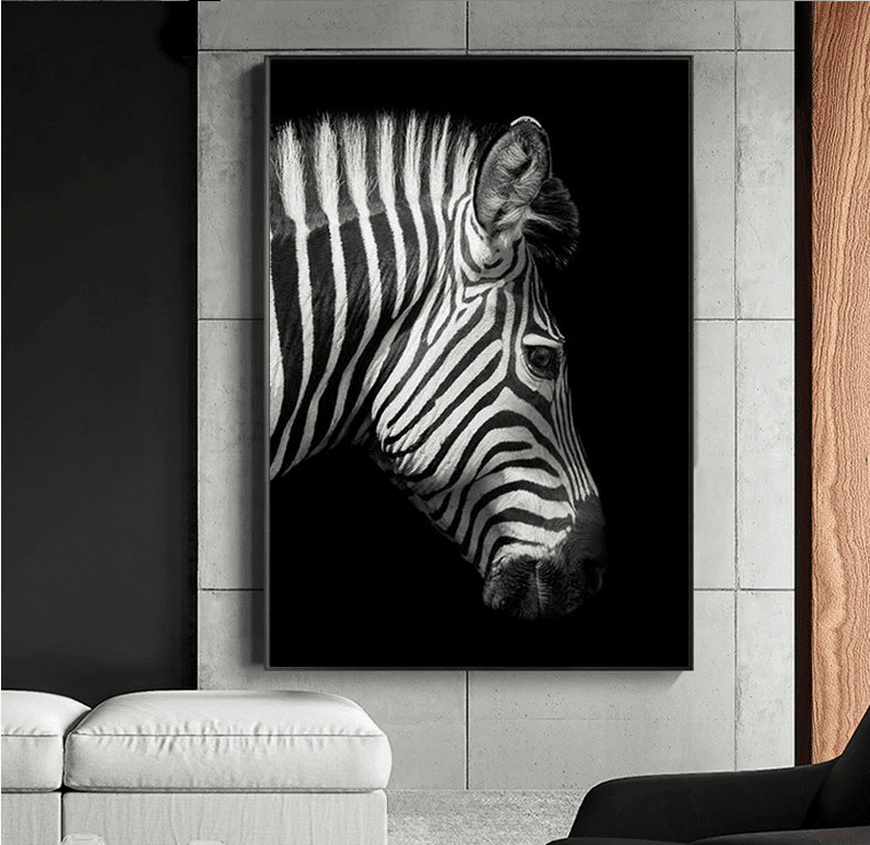 Black And White Animal Zebra Wall Art Canvas Painting Wall Poster Living Room Decor | Decor Gifts and More
