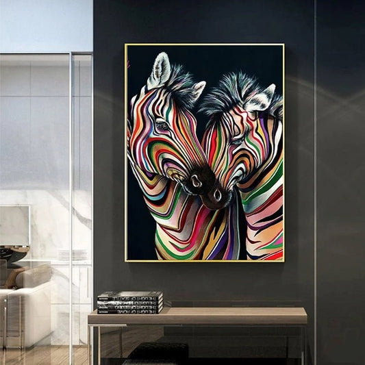Modern Abstract Zebra Canvas Painting Wall Art Poster | Decor Gifts and More