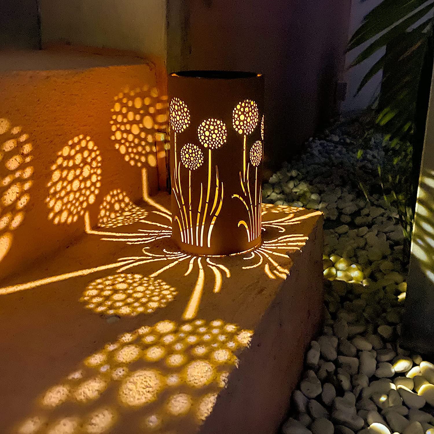 Solar Dandelion Table Lamp Hollow Wrought Iron | Decor Gifts and More