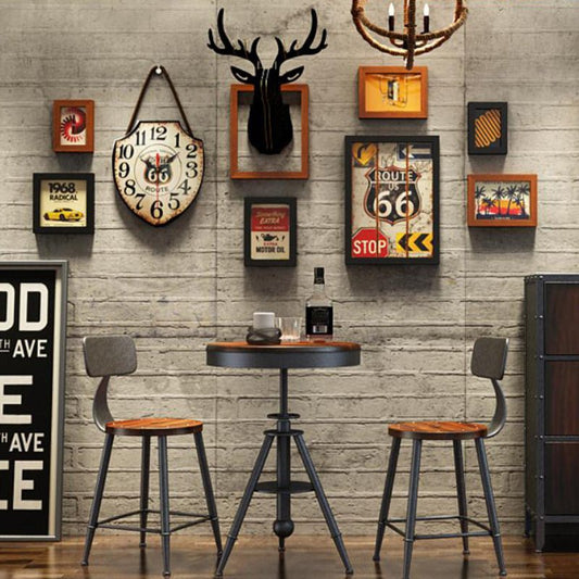 9 Pcs Vintage Route 66 Theme Deluxe Colonial Cabin Wall Decor Collection | Decor Gifts and More