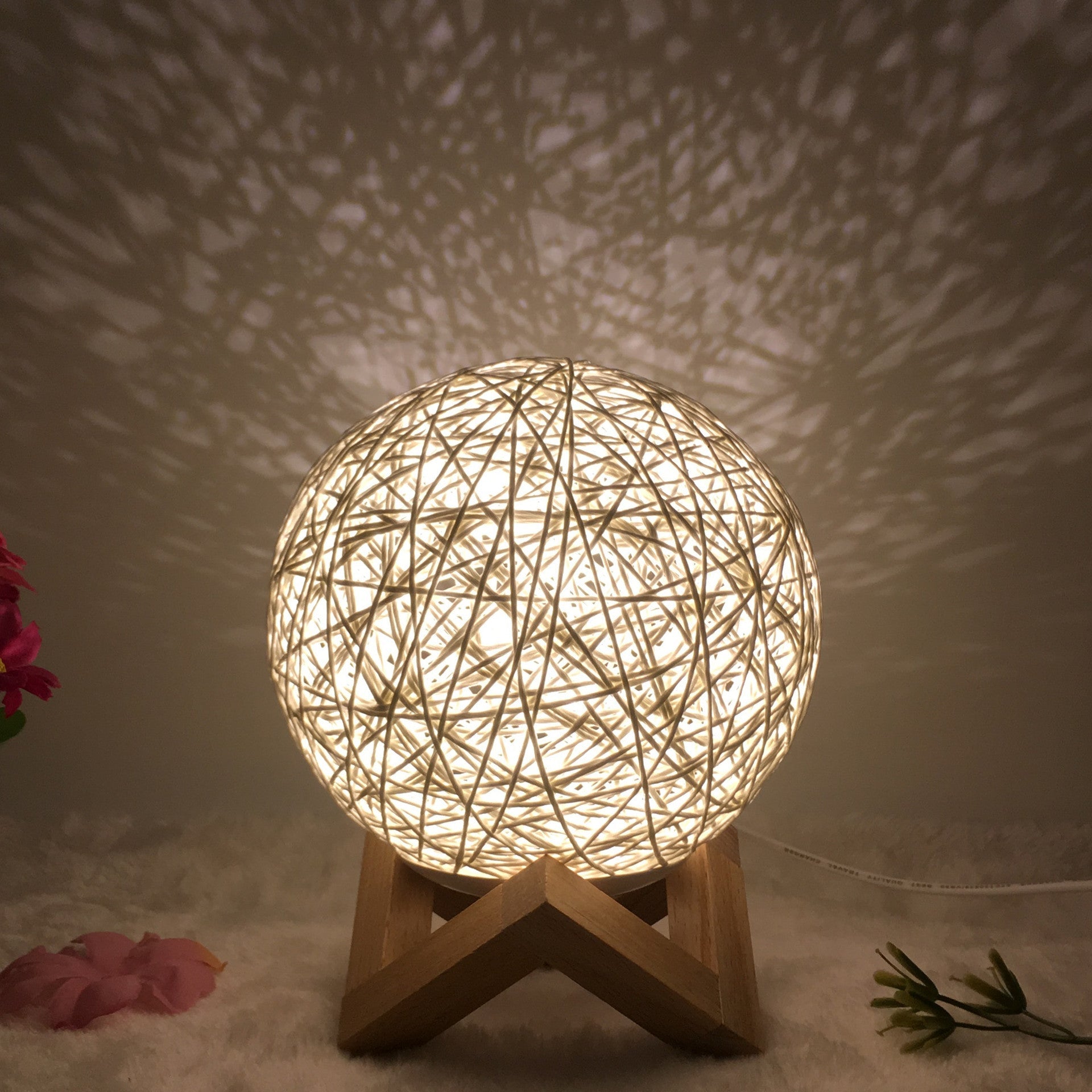 Amazon Hot Selling Creative Linen Table Lamp Novel and Unique LED Intelligent USB7 Color RGB16 Color Remote Control Rattan Ball Lamp | Decor Gifts and More