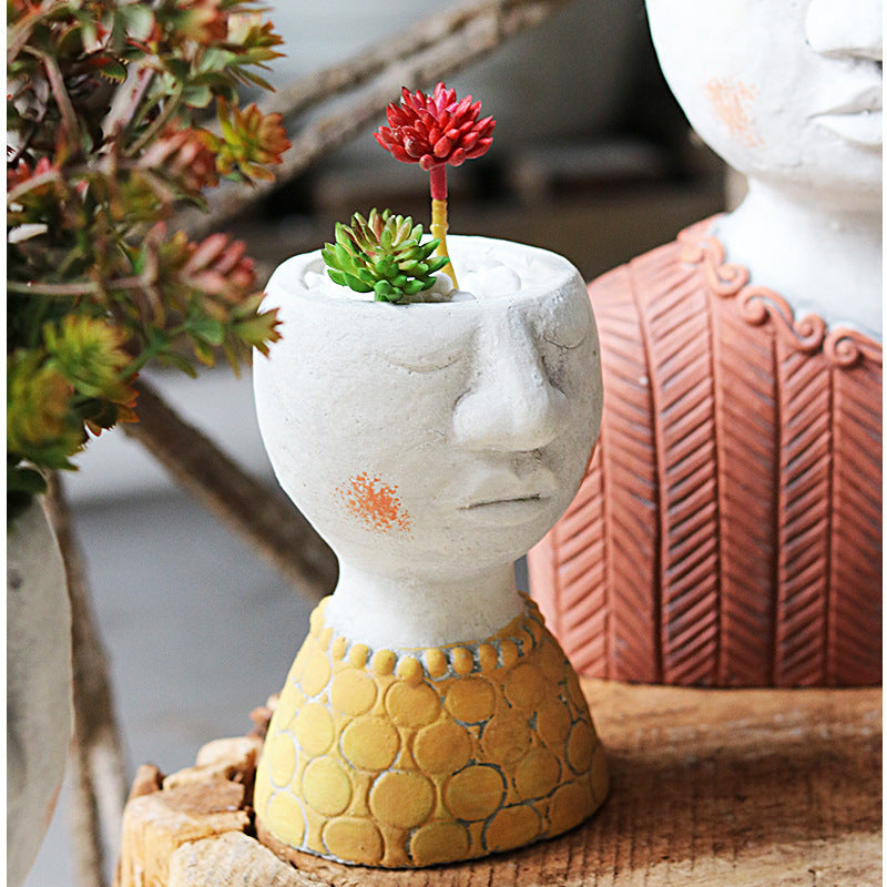 Happy House Art Portrait Sculpture Flower Pot Flower Vessel | Decor Gifts and More